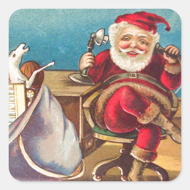 Santa Phone Call Square Sticker (Front)