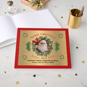 Santa Photo Merry Christmas New Year Personalise Guest Book