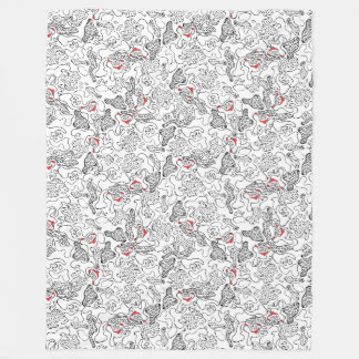 Santa picking simple line design fleece blanket