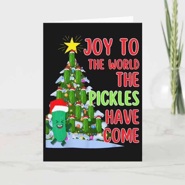 Santa Pickle Christmas Tree Lights Fun Pickle Gift Card (Front)
