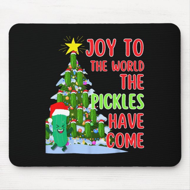 Santa Pickle Christmas Tree Lights Fun Pickle Gift Mouse Pad (Front)