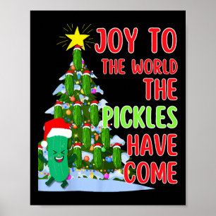 Santa Pickle Christmas Tree Lights Fun Pickle Gift Poster