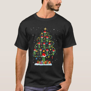 Santa Pickle Christmas Tree Lights Funny Pickle Lo T-Shirt