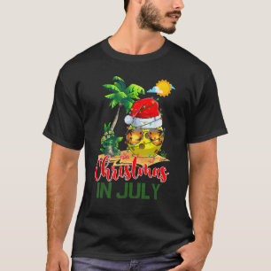 Santa Pickleball Ball Sunglasses & Lights Christma T-Shirt