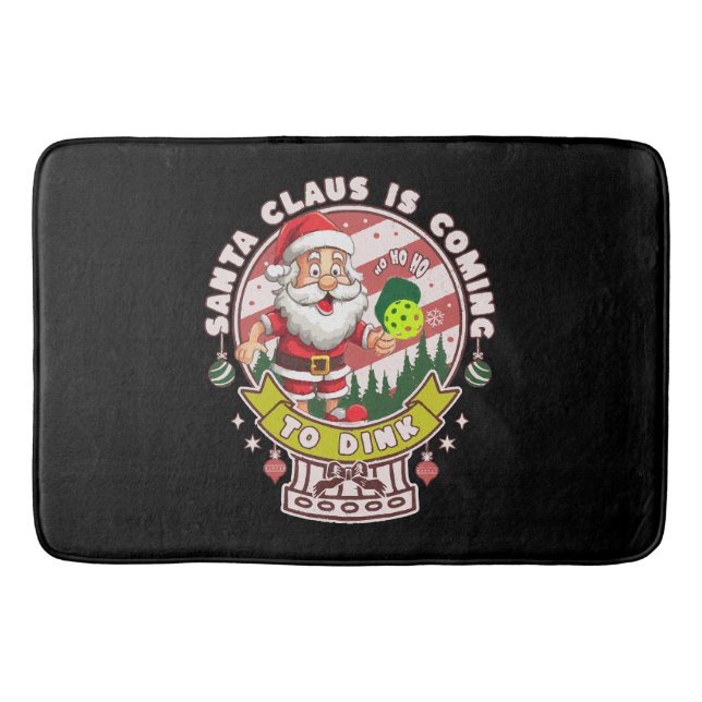 Santa Pickleball Christmas, Funny Santa  Bath Mat (Front)