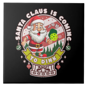 Santa Pickleball Christmas, Funny Santa Ceramic Tile