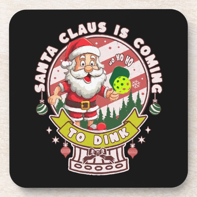 Santa Pickleball Christmas, Funny Santa  Coaster (Front)