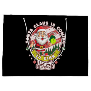Santa Pickleball Christmas, Funny Santa Large Gift Bag