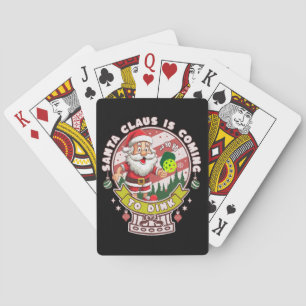 Santa Pickleball Christmas, Funny Santa  Playing Cards