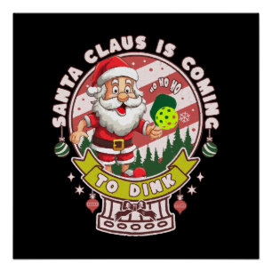 Santa Pickleball Christmas, Funny Santa Poster