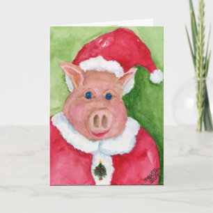 Santa Pig Christmas Card