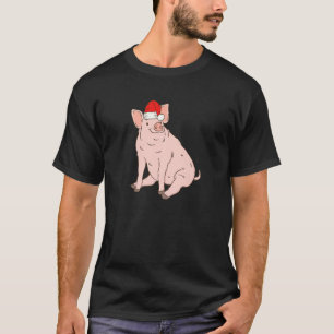 Santa Pig Christmas Winter Farm Animal Farmer Holi T-Shirt