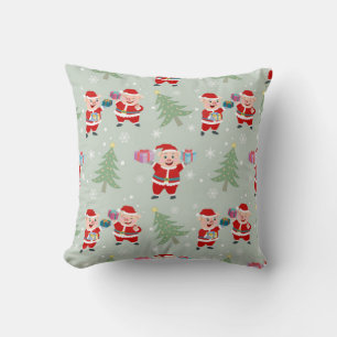 Santa Pig Giving Gifts Pattern Cushion