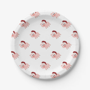 Santa Pig Paper Plate