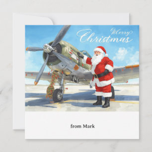 Santa Pilot  Christmas Flight for Aviation Staff Holiday Card