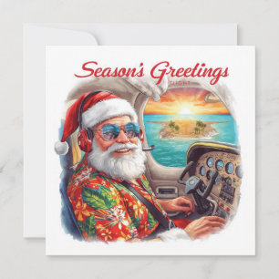 “Santa Pilot  in the Cockpit Aviation themed  Holiday Card