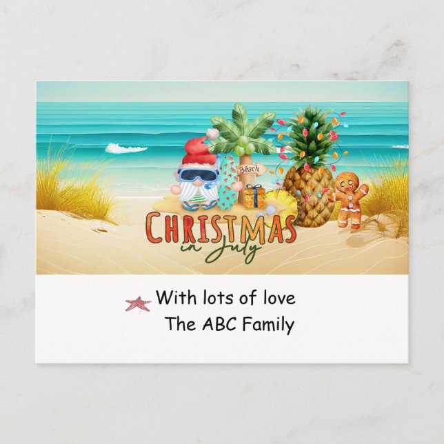 Santa Pineapple Beach Holiday Christmas  Postcard (Front)