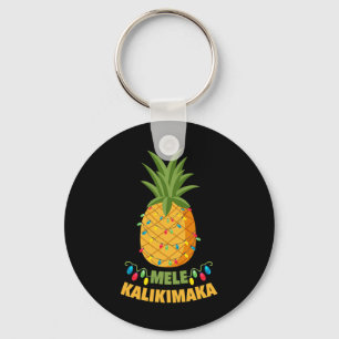 Santa Pineapple Christmas Lights Hawaiian Mele Kal Key Ring