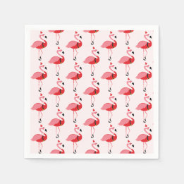 Santa Pink Flamingo Christmas Holiday Pattern Napkin