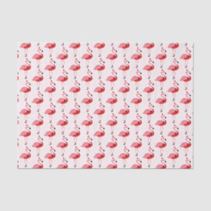 Santa Pink Flamingo Christmas Holiday Pattern Tissue Paper