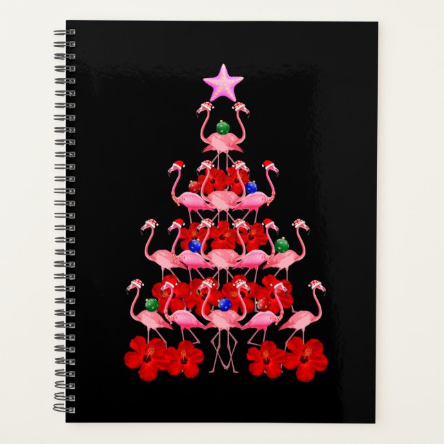 Santa Pink Flamingo Christmas Tree Planner (Front)