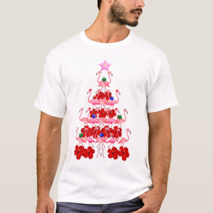 Santa Pink Flamingo Christmas Tree T-Shirt