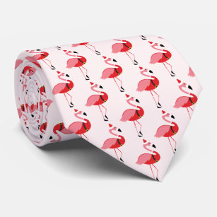 Santa Pink Flamingo Novelty Christmas Tie