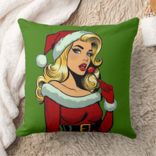 Santa Pinup: Pop Art Glam Cushion