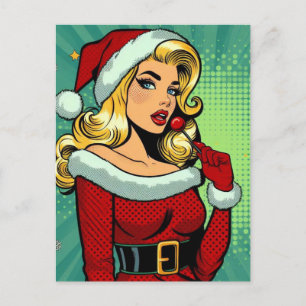 Santa Pinup: Pop Art Glam Holiday Postcard
