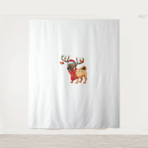 Santa Pitbull Christmas Tree Light Pajama Dog X-ma Tapestry