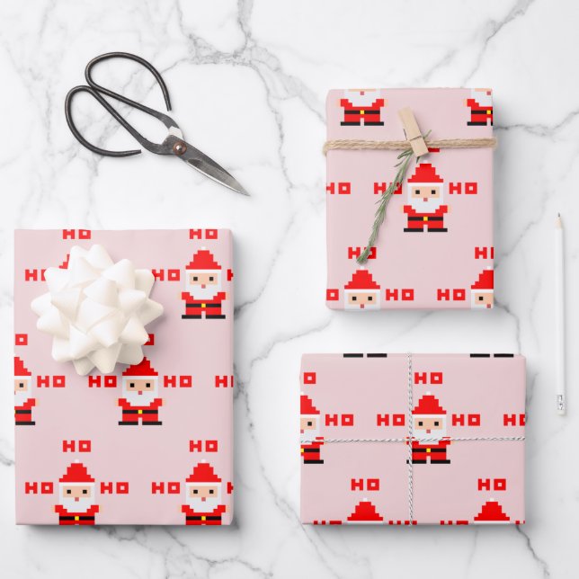 Santa Pixel Art 2 Wrapping Paper Sheet (Front)