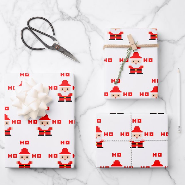 Santa Pixel Art 2 Wrapping Paper Sheet (Front)