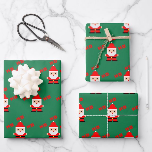 Santa Pixel Art 3 Wrapping Paper Sheet (Front)