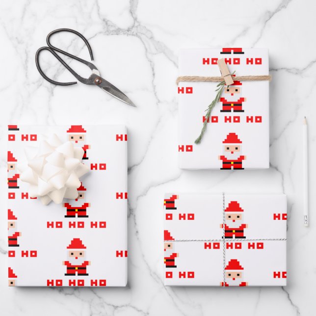 Santa Pixel Art 4 Wrapping Paper Sheet (Front)