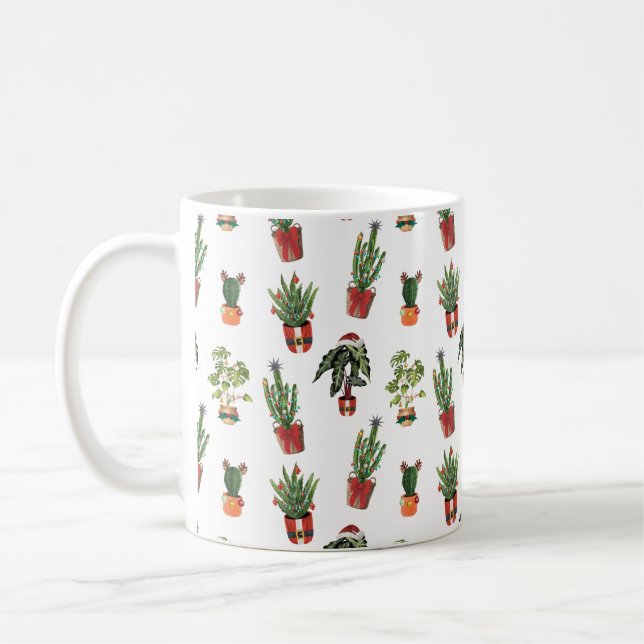 Santa Plants Christmas Pattern Coffee Mug (Left)