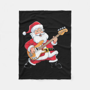 Santa Playing A B Guitar Xmas Christmas Fleece Blanket