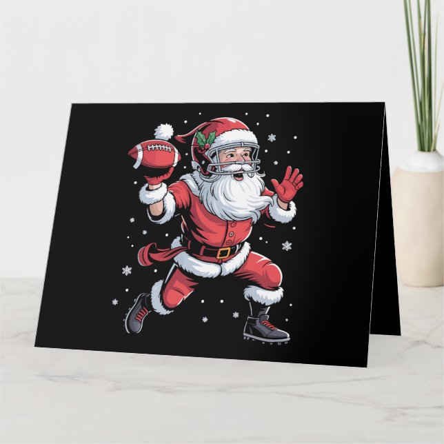 Santa Playing American Football Christmas  Card (Front)