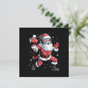 Santa Playing American Football Christmas  Invitation
