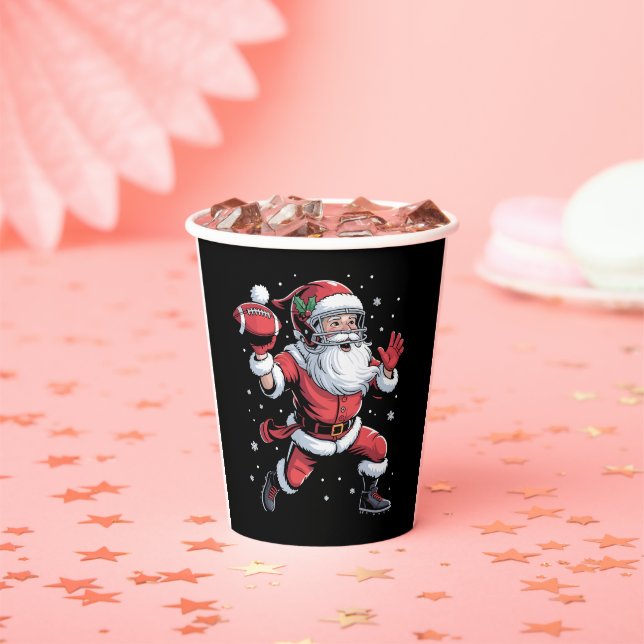 Santa Playing American Football Christmas  Paper Cups (Insitu)