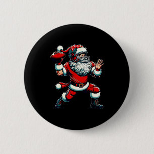 Santa Playing American Football Christmas Women Me 6 Cm Round Badge