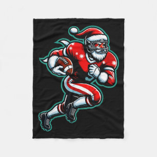 Santa Playing American Football Christmas Women Me Fleece Blanket