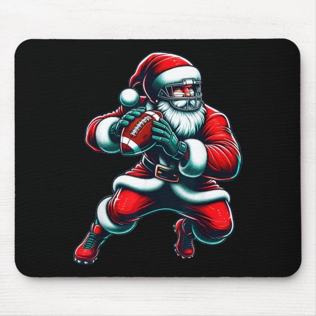 Santa Playing American Football Christmas Women Me Mouse Pad (Front)