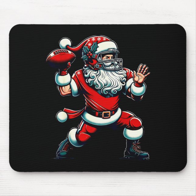 Santa Playing American Football Christmas Women Me Mouse Pad (Front)