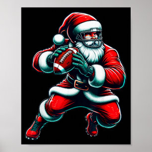Santa Playing American Football Christmas Women Me Poster