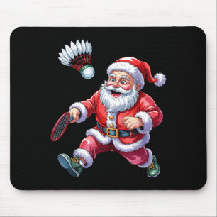 Santa Playing Badminton Funny Christmas Sport Love Mouse Pad