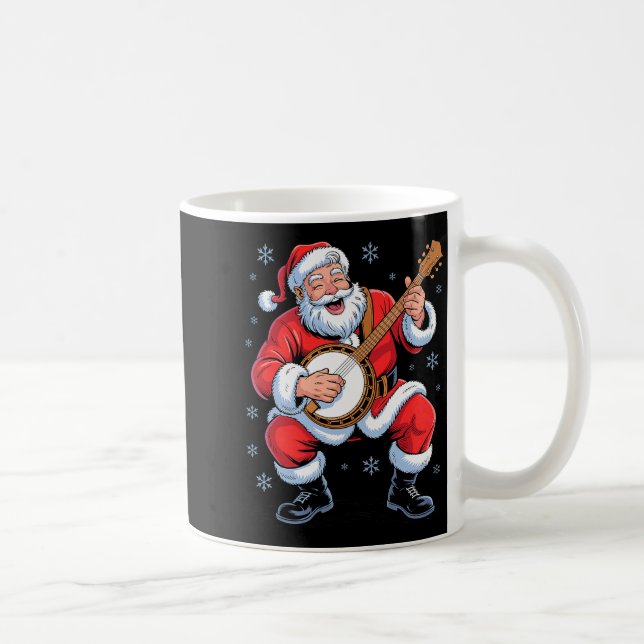 Santa Playing Banjo Funny Holiday Christmas Xmas P Coffee Mug (Right)