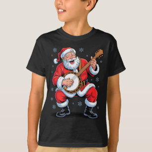 Santa Playing Banjo Funny Holiday Christmas Xmas P T-Shirt
