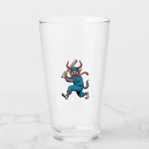Santa Playing Baseball Christmas Baseball Player  Glass