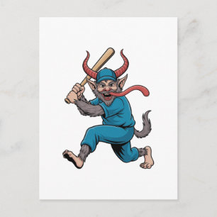 Santa Playing Baseball Christmas Baseball Player Invitation Postcard