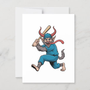Santa Playing Baseball Christmas Baseball Player Magnetic Invitation